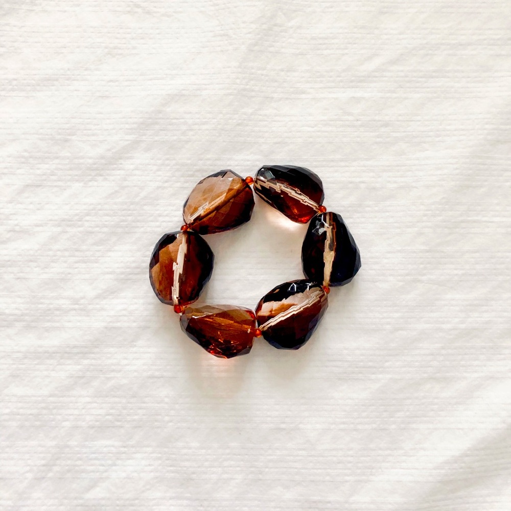 4/$22 Wine Brown Multi Faceted Gemstone Chunky Stretch Bracelet Boho Statement